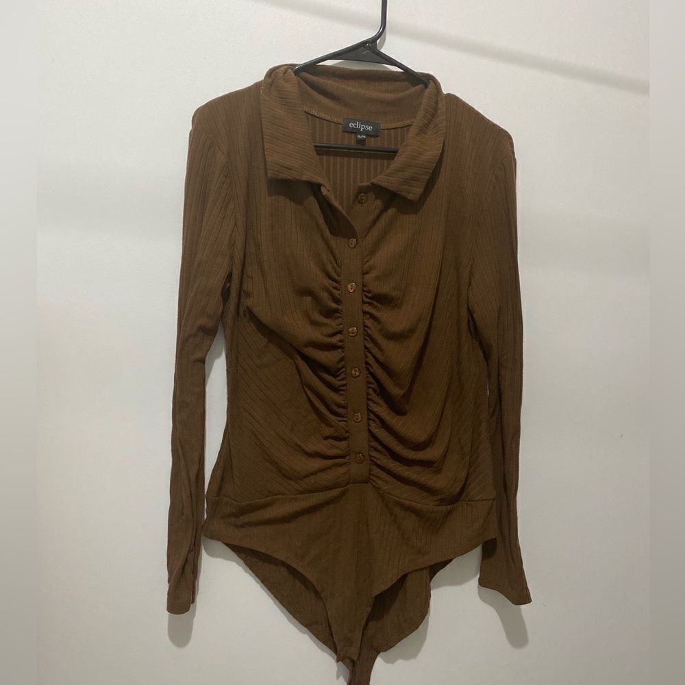 Eclipseโbrownโrushedโbodyโsuit